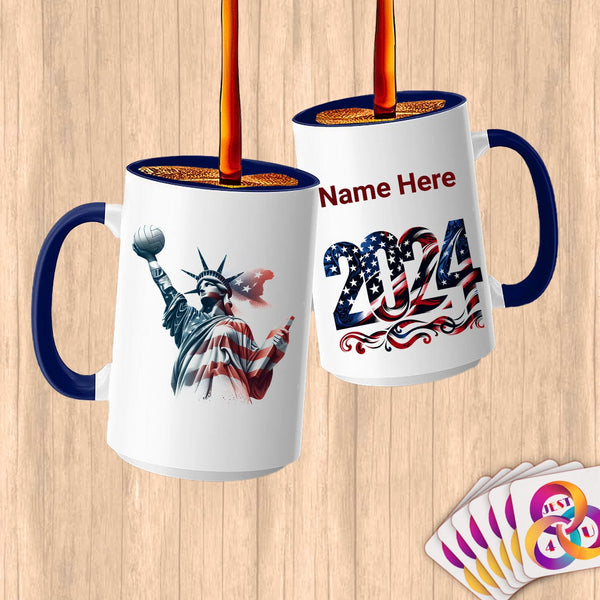Physical Item 15oz / Blue Patriotic Liberty Volleyball ~Limited Edition 2024 "USA Excellence" ~ Customized Large 15oz Mug