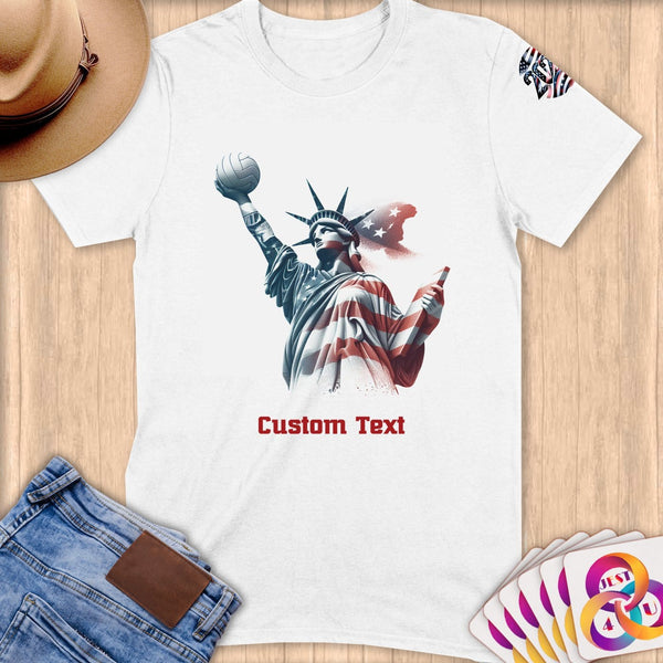 Physical Item S / White Patriotic Liberty Volleyball ~Limited Edition 2024 "USA Excellence" ~ Personalized Softstyle T-Shirt