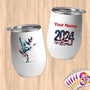 Physical Item 12 oz / White Patriotic Poised Liberty ~Limited Edition 2024 "USA Excellence" ~ Customizable 12oz Wine Tumbler with Lid