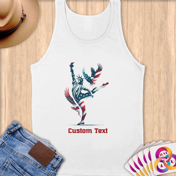 Physical Item S / White Patriotic Poised Liberty ~Limited Edition 2024 "USA Excellence" ~ Customizable Supersoft Tank Top