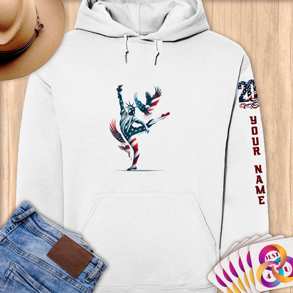 Physical Item S / White Patriotic Poised Liberty ~Limited Edition 2024 "USA Excellence" ~ Personalized Premium Hoodie