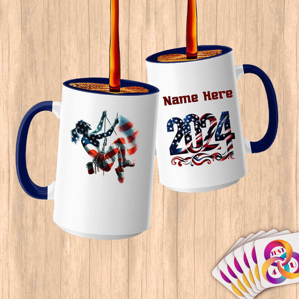 Physical Item 15oz / Blue Patriotic Rock Climber ~ Limited Edition 2024 "USA Excellence" ~ Customized Large 15oz Mug