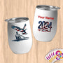 Physical Item 12 oz / White Patriotic Rower and Eagle ~Limited Edition 2024 "USA Excellence" ~ Customizable 12oz Wine Tumbler with Lid