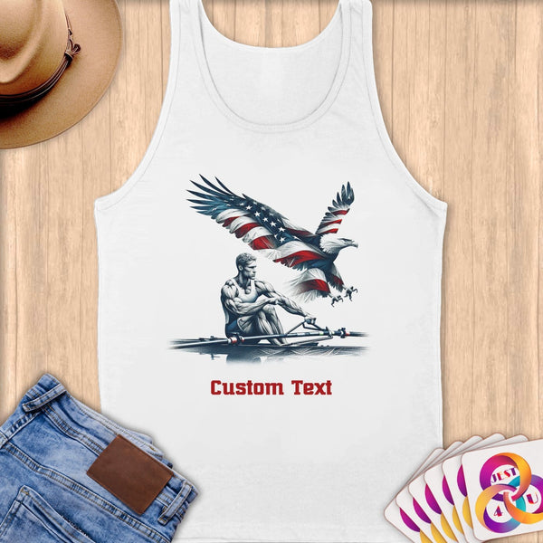 Physical Item S / White Patriotic Rower and Eagle ~Limited Edition 2024 "USA Excellence" ~ Customizable Supersoft Tank Top