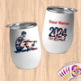 Physical Item 12 oz / White Patriotic Rower ~Limited Edition 2024 "USA Excellence" ~ Customizable 12oz Wine Tumbler with Lid