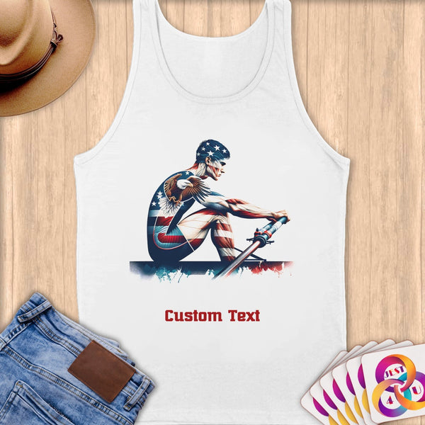 Physical Item S / White Patriotic Rower ~Limited Edition 2024 "USA Excellence" ~ Customizable Supersoft Tank Top