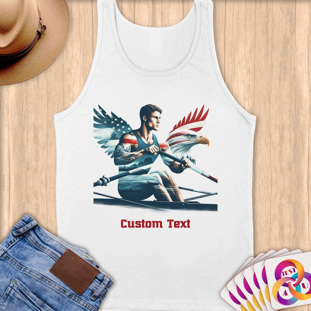 Physical Item S / White Patriotic Rowing Legend ~Limited Edition 2024 "USA Excellence" ~ Customizable Supersoft Tank Top