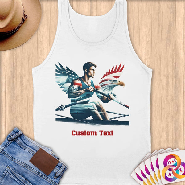Physical Item S / White Patriotic Rowing Legend ~Limited Edition 2024 "USA Excellence" ~ Customizable Supersoft Tank Top