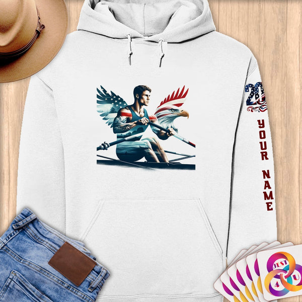 Physical Item S / White Patriotic Rowing Legend ~Limited Edition 2024 "USA Excellence" ~ Personalized Premium Hoodie