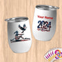 Physical Item 12 oz / White Patriotic Rowing ~Limited Edition 2024 "USA Excellence" ~ Customizable 12oz Wine Tumbler with Lid