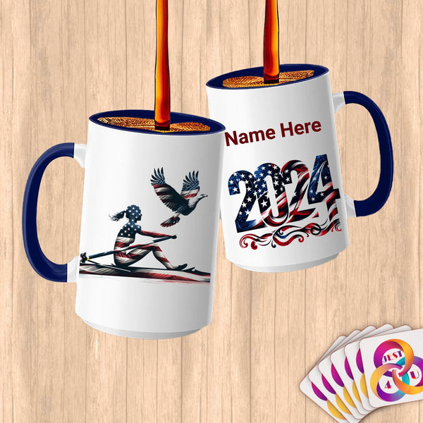 Physical Item 15oz / Blue Patriotic Rowing ~Limited Edition 2024 "USA Excellence" ~ Customized Large 15oz Mug