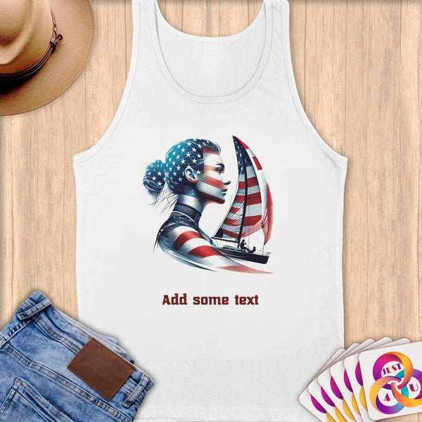 Physical Item S / White Patriotic Sailing ~ Limited Edition 2024 "USA Excellence" ~ Customizable Supersoft Tank Top