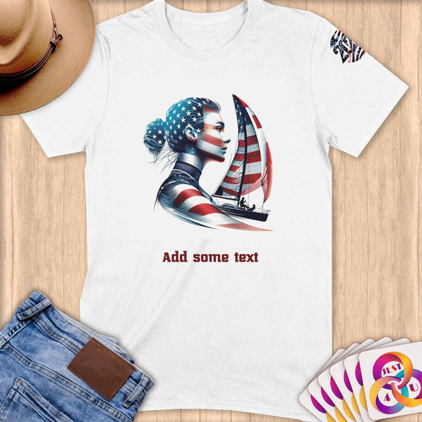 Physical Item S / White Patriotic Sailing ~ Limited Edition 2024 "USA Excellence" ~ Personalized Softstyle T-Shirt