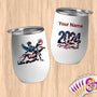 Physical Item 12 oz / White Patriotic Soccer Athlete with Eagle~Limited Edition 2024 "USA Excellence" ~ Customizable 12oz Wine Tumbler with Lid