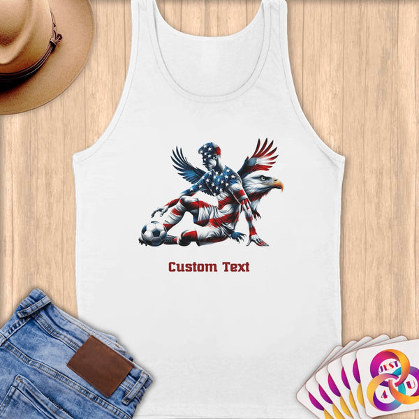 Physical Item S / White Patriotic Soccer Athlete with Eagle~Limited Edition 2024 "USA Excellence" ~ Customizable Supersoft Tank Top