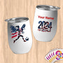 Physical Item 12 oz / White Patriotic Soccer Hero ~Limited Edition 2024 "USA Excellence" ~ Customizable 12oz Wine Tumbler with Lid