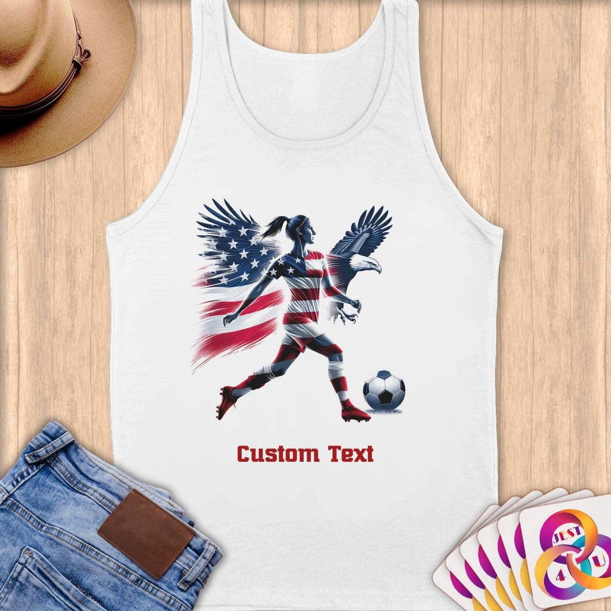 Physical Item S / White Patriotic Soccer Hero ~Limited Edition 2024 "USA Excellence" ~ Customizable Supersoft Tank Top