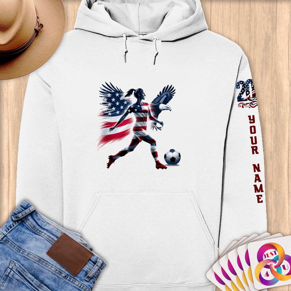 Physical Item S / White Patriotic Soccer Hero ~Limited Edition 2024 "USA Excellence" ~ Personalized Premium Hoodie