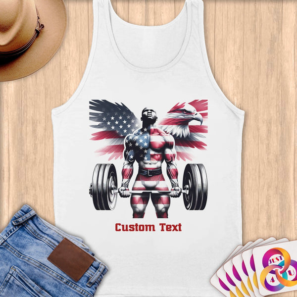 Physical Item S / White Patriotic Strength Powerlifter ~Limited Edition 2024 "USA Excellence" ~ Customizable Supersoft Tank Top