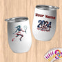 Physical Item 12 oz / White Patriotic Tennis Star USA ~ Limited Edition 2024 "USA Excellence" ~ Customizable 12oz Wine Tumbler with Lid