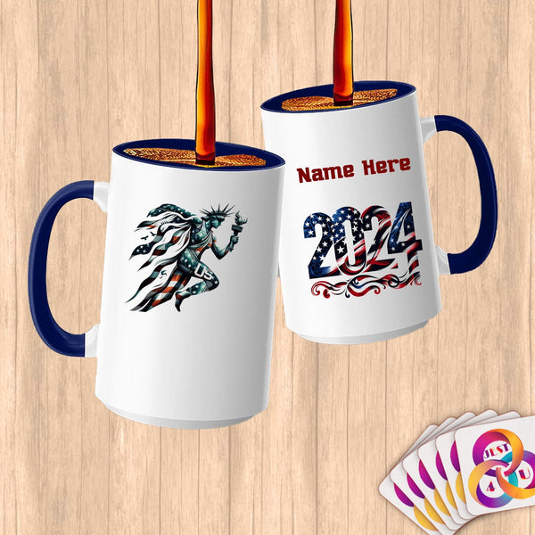 Physical Item 15oz / Blue Patriotic USA Liberty~Limited Edition 2024 "USA Excellence" ~ Customized Large 15oz Mug