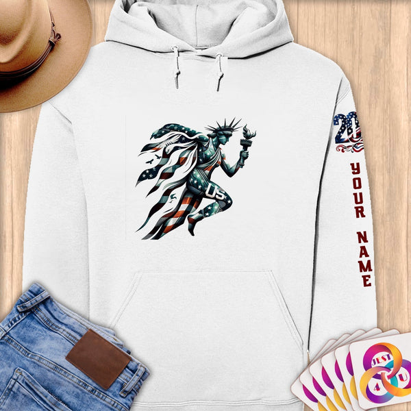 Physical Item S / White Patriotic USA Liberty~Limited Edition 2024 "USA Excellence" ~ Personalized Premium Hoodie