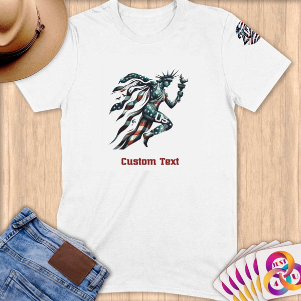 Physical Item S / White Patriotic USA Liberty~Limited Edition 2024 "USA Excellence" ~ Personalized Softstyle T-Shirt