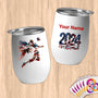 Physical Item 12 oz / White Patriotic Volleyball ~Limited Edition 2024 "USA Excellence" ~ Customizable 12oz Wine Tumbler with Lid