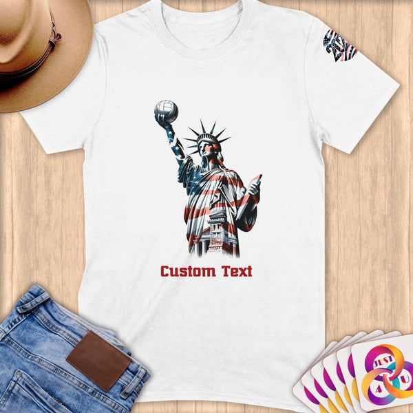 Physical Item S / White Patriotic Volleyball ~Limited Edition 2024 "USA Excellence" ~ Personalized Softstyle T-Shirt
