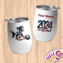 Physical Item 12 oz / White Patriotic Volleyball Player Eagle~Limited Edition 2024 "USA Excellence" ~ Customizable 12oz Wine Tumbler with Lid