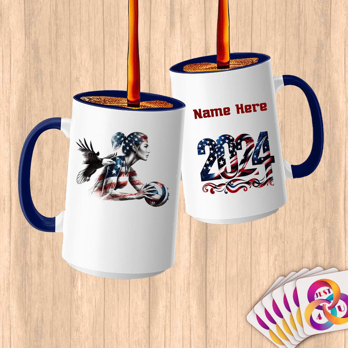 Physical Item 15oz / Blue Patriotic Volleyball Player Eagle~Limited Edition 2024 "USA Excellence" ~ Customized Large 15oz Mug