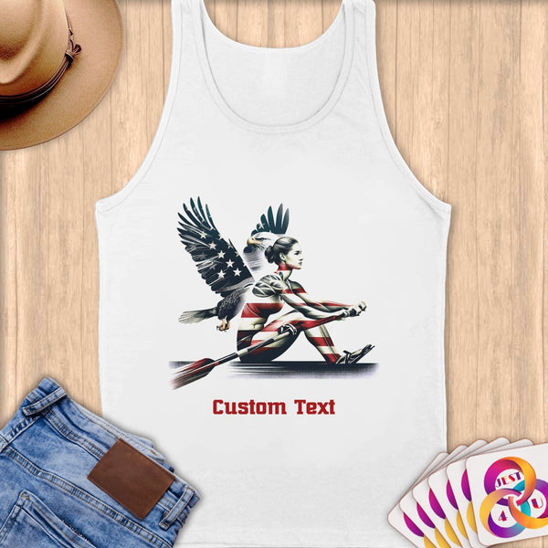 Physical Item S / White Patriotic Winged Rower ~Limited Edition 2024 "USA Excellence" ~ Customizable Supersoft Tank Top