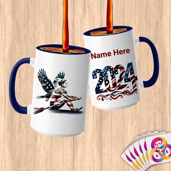 Physical Item 15oz / Blue Patriotic Winged Rower ~Limited Edition 2024 "USA Excellence" ~ Customized Large 15oz Mug