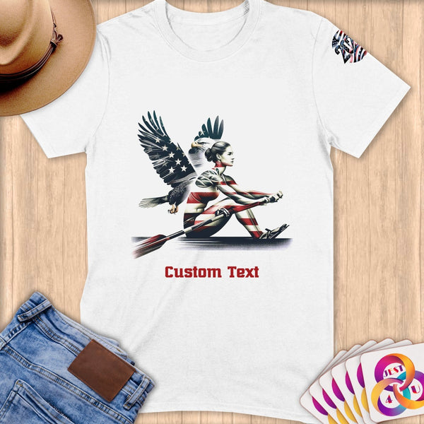 Physical Item S / White Patriotic Winged Rower ~Limited Edition 2024 "USA Excellence" ~ Personalized Softstyle T-Shirt