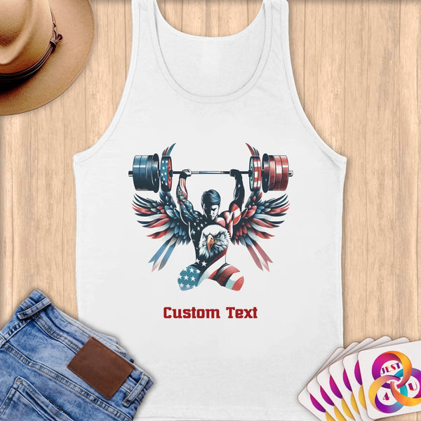 Physical Item S / White Patriotic Winged Weightlifter ~Limited Edition 2024 "USA Excellence" ~ Customizable Supersoft Tank Top