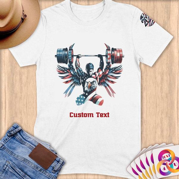Physical Item S / White Patriotic Winged Weightlifter ~Limited Edition 2024 "USA Excellence" ~ Personalized Softstyle T-Shirt