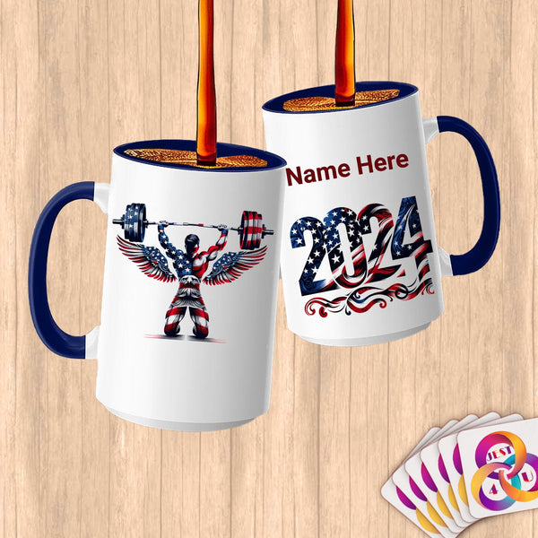 Physical Item 15oz / Blue Power Eagle ~Limited Edition 2024 "USA Excellence" ~ Customized Large 15oz Mug