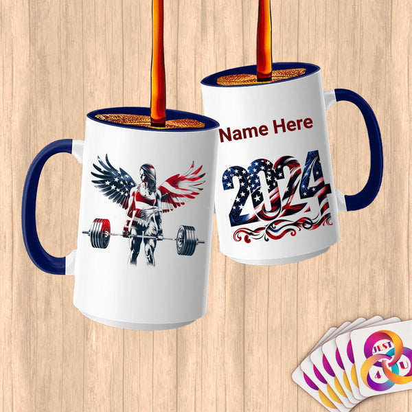 Physical Item 15oz / Blue Power Wings ~Limited Edition 2024 "USA Excellence" ~ Customized Large 15oz Mug