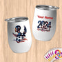 Physical Item 12 oz / White Proud Patriot Soccer Eagle ~Limited Edition 2024 "USA Excellence" ~ Customizable 12oz Wine Tumbler with Lid