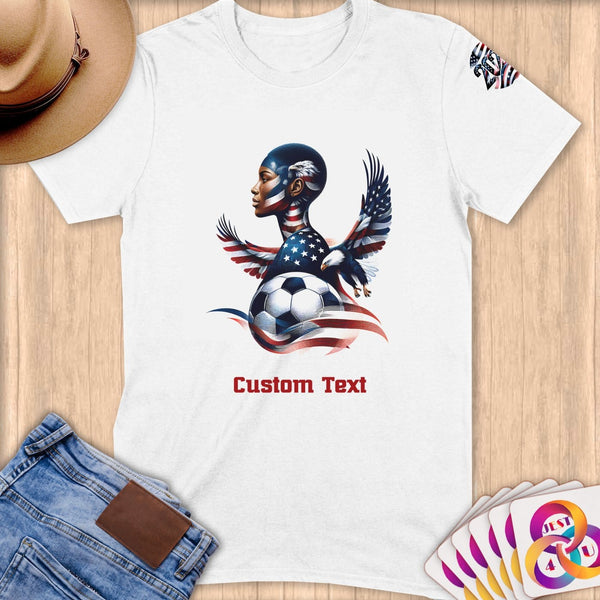 Physical Item S / White Proud Patriot Soccer Eagle ~Limited Edition 2024 "USA Excellence" ~ Personalized Softstyle T-Shirt