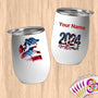Physical Item 12 oz / White Racket Wings~Limited Edition 2024 "USA Excellence" ~ Customizable 12oz Wine Tumbler with Lid