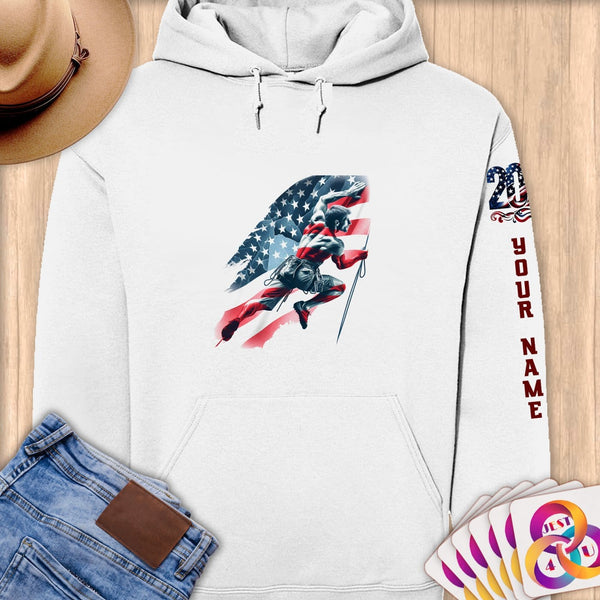 Physical Item S / White Rock Climbing Freedom ~ Limited Edition 2024 "USA Excellence" ~ Personalized Premium Hoodie