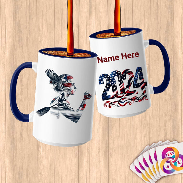Physical Item 15oz / Blue Rowing Freedom ~Limited Edition 2024 "USA Excellence" ~ Customized Large 15oz Mug