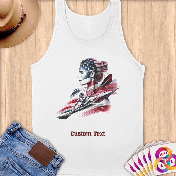Physical Item S / White Rowing Kayak ~ Limited Edition 2024 "USA Excellence" ~ Customizable Supersoft Tank Top