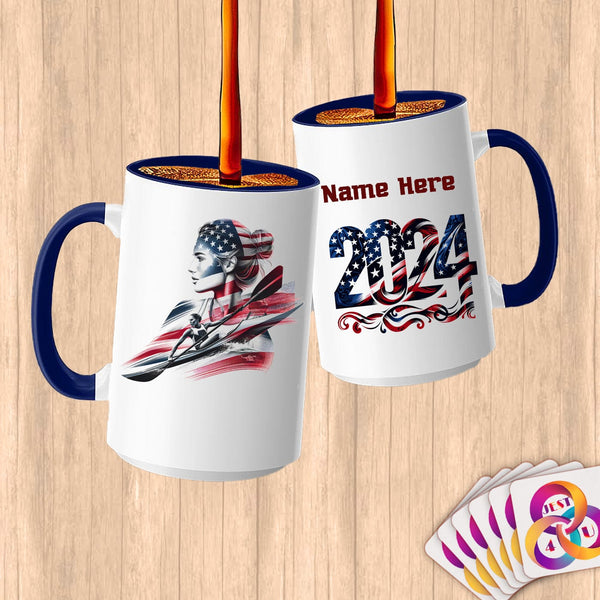 Physical Item 15oz / Blue Rowing Kayak ~ Limited Edition 2024 "USA Excellence" ~ Customized Large 15oz Mug