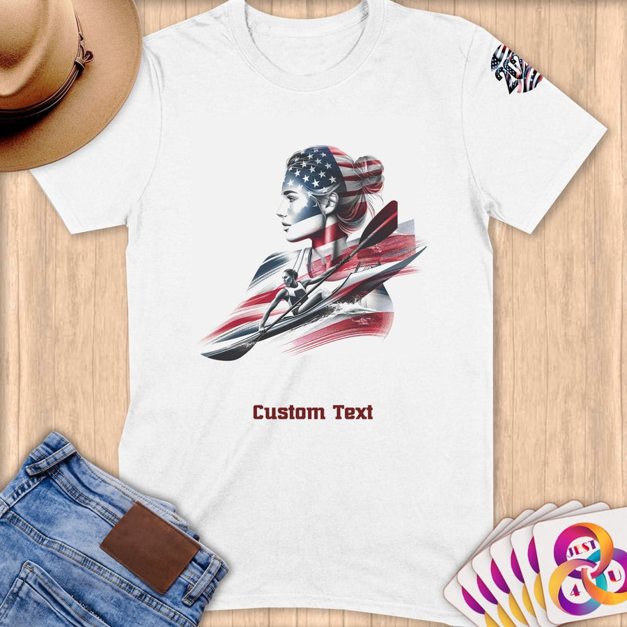 Physical Item S / White Rowing Kayak ~ Limited Edition 2024 "USA Excellence" ~ Personalized Softstyle T-Shirt