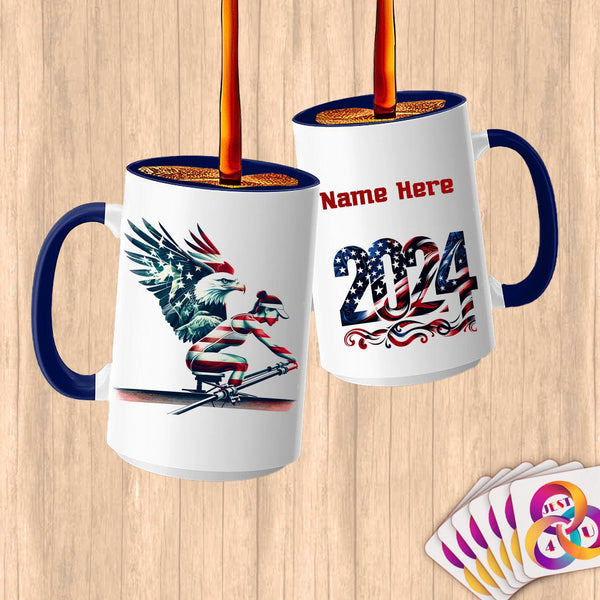 Physical Item 15oz / Blue Rowing Stripes~Limited Edition 2024 "USA Excellence" ~ Customized Large 15oz Mug