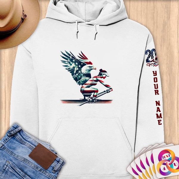 Physical Item S / White Rowing Stripes~Limited Edition 2024 "USA Excellence" ~ Personalized Premium Hoodie