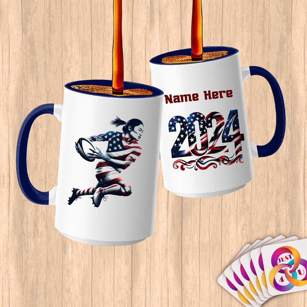 Physical Item 15oz / Blue Rugby Freedom ~ Limited Edition 2024 "USA Excellence" ~ Customized Large 15oz Mug