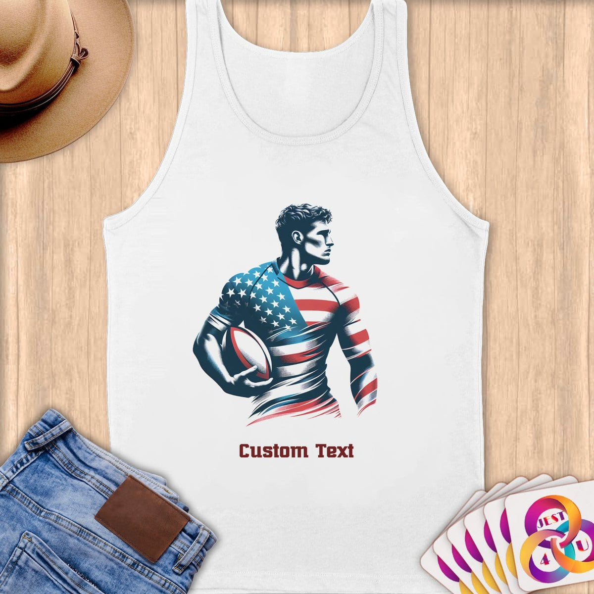 Physical Item S / White Rugby Hero ~ Limited Edition 2024 "USA Excellence" ~ Customizable Supersoft Tank Top